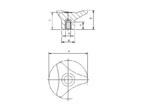 Sterngriff 3P 110 B - Technische Zeichnung | Kuala Kunststofftechnik GmbH